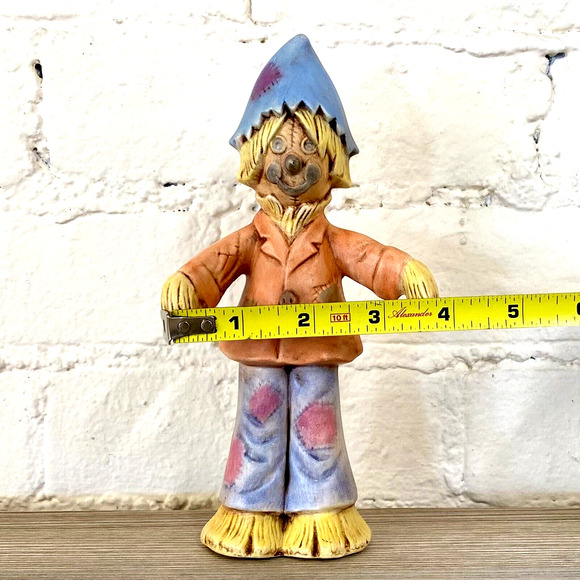 Vintage Ceramic Scarecrow Halloween Harvest Fall Decor Painted 8" Tall 1980s - Picture 7 of 9